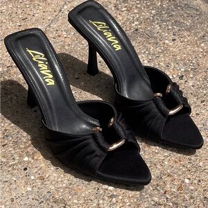 Liliana Black Heeled Sandals